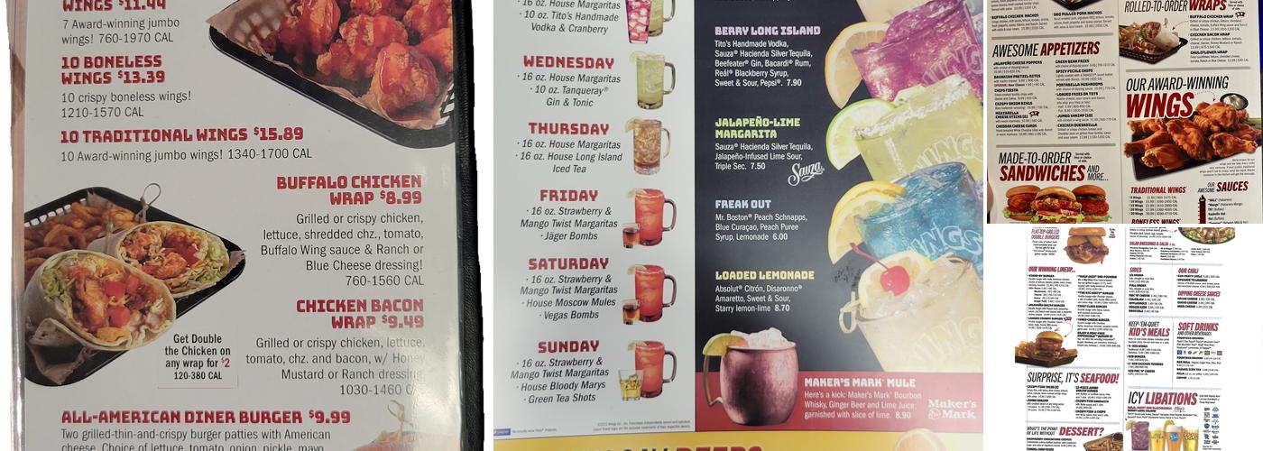 Wings Etc. Menu