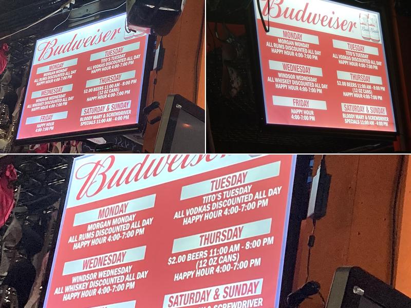 Stoney's Bar Menu