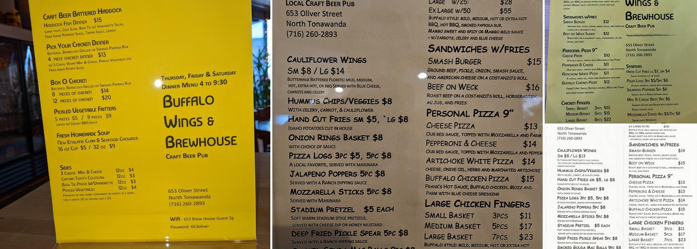 Buffalo Wings & Brewhouse Menu