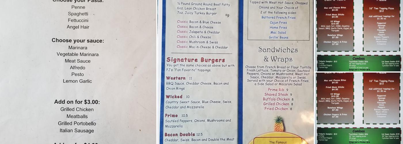 Pineapple Jack's Menu