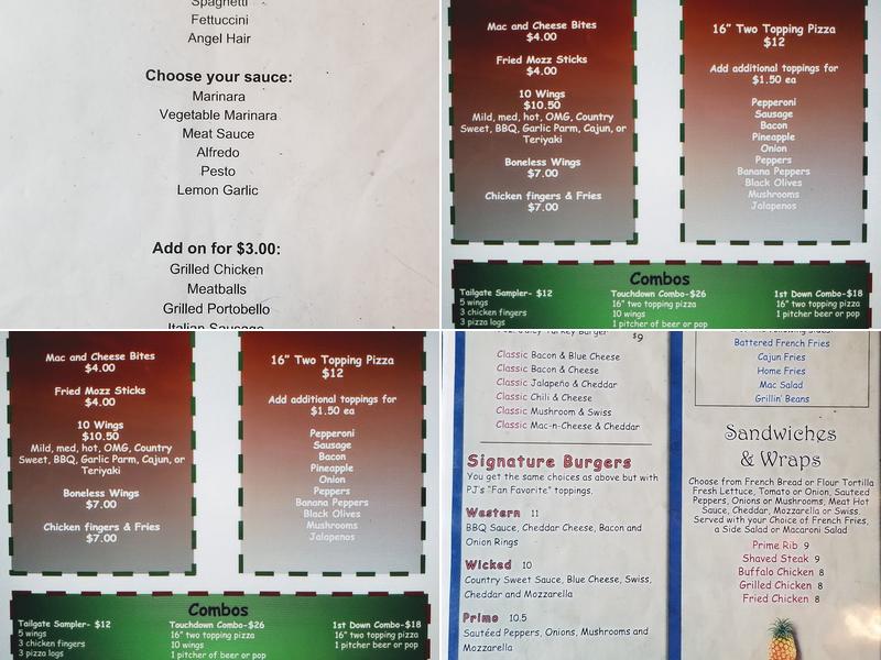 Pineapple Jack's Menu
