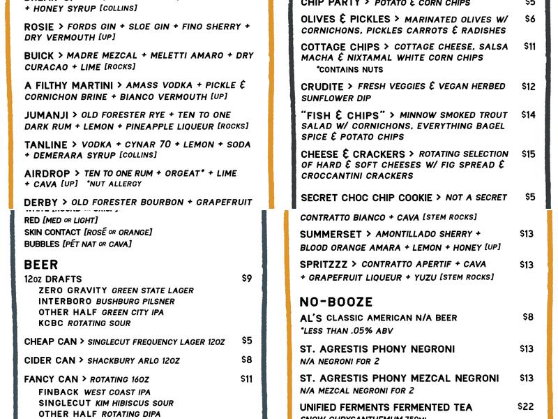 Bar Meridian Menu