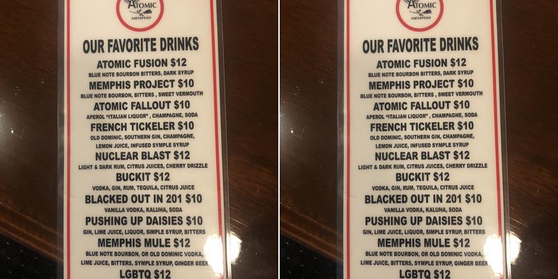 Atomic Rose Menu