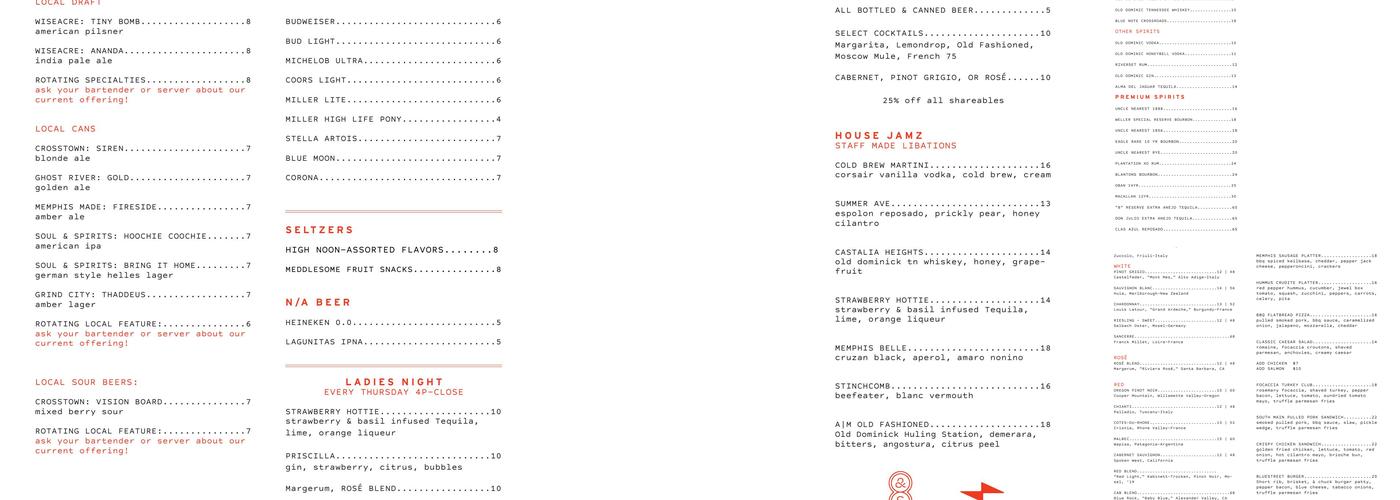 Eight & Sand Menu