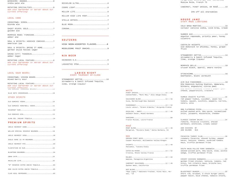 Eight & Sand Menu