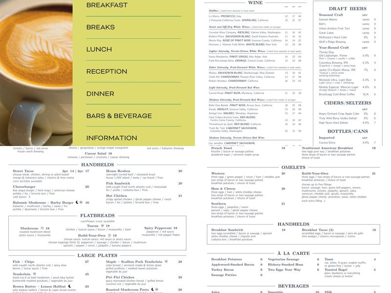 Vine + Forge Menu
