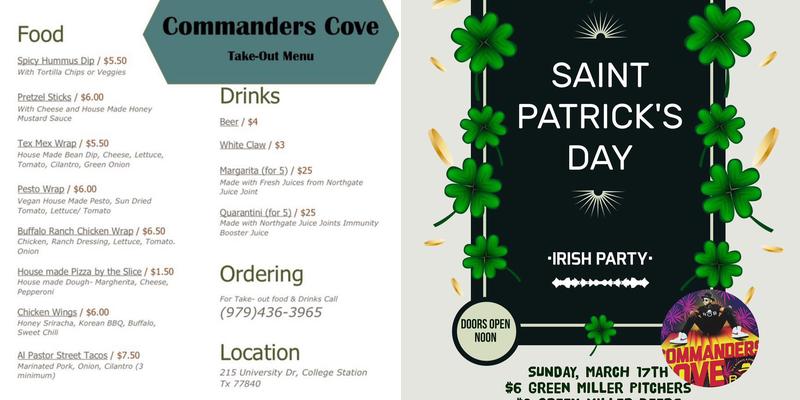 Commanders Cove Menu