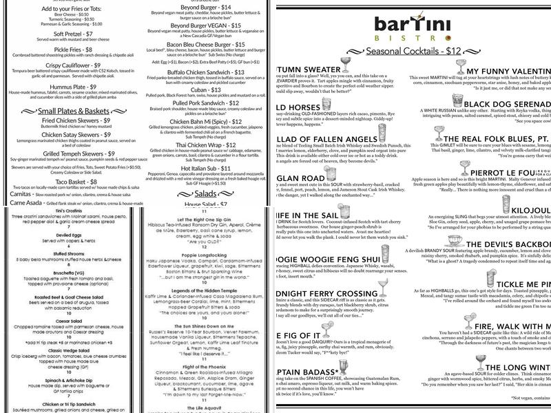 barTini bistro Menu