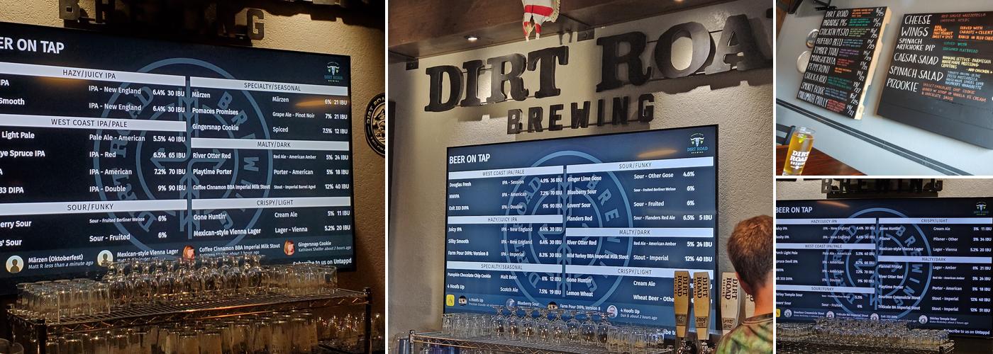 Dirt Road Brewing Menu