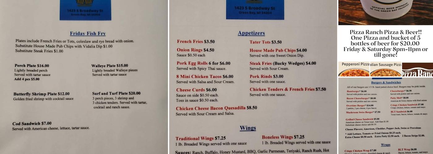 Overtime Grill & Pub Menu
