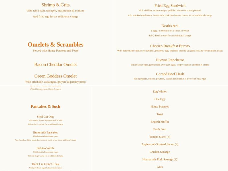 Elbow Room Menu
