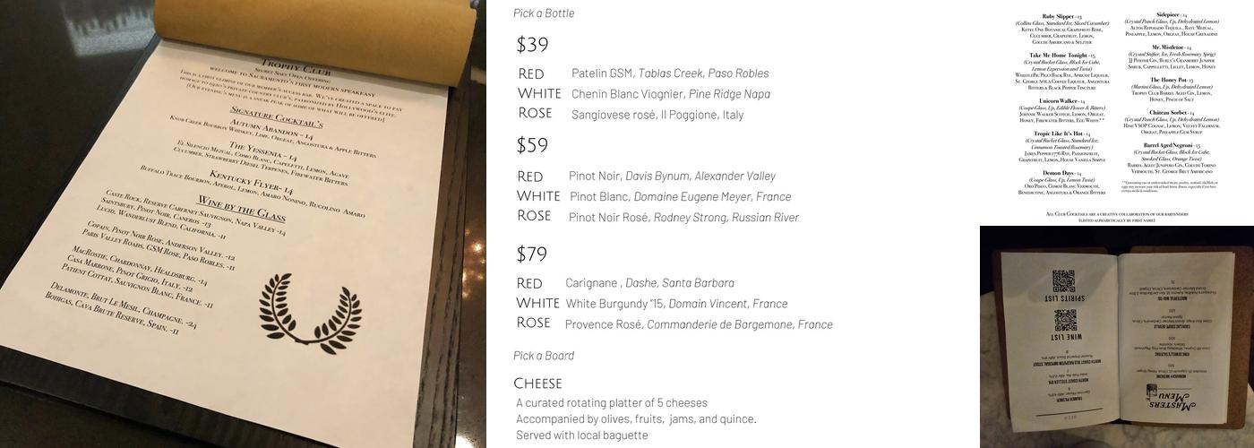 Trophy Club Menu