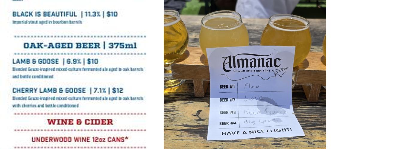 Almanac Beer Co. Menu