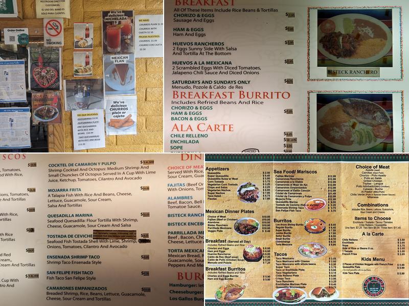 Taqueria Los Arcos Menu