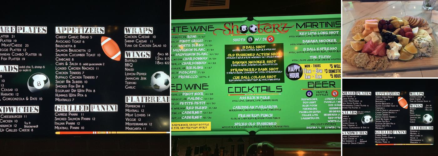 Shooterz Lounge and Sport's Bar Menu