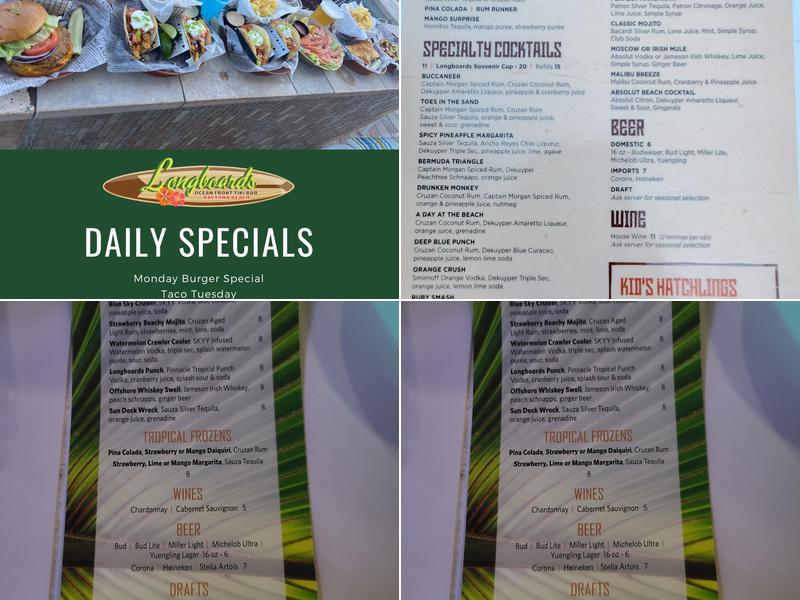 Longboards Daytona Beachfront Menu