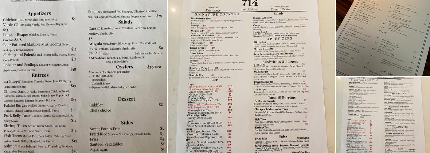 714 Menu
