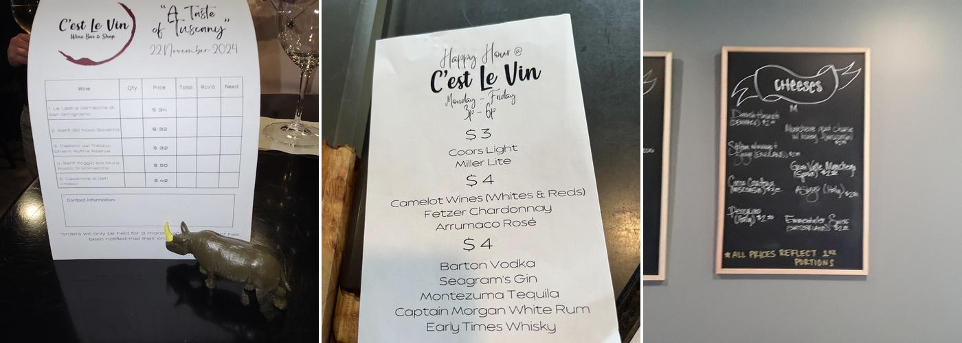 C'est Le Vin Menu