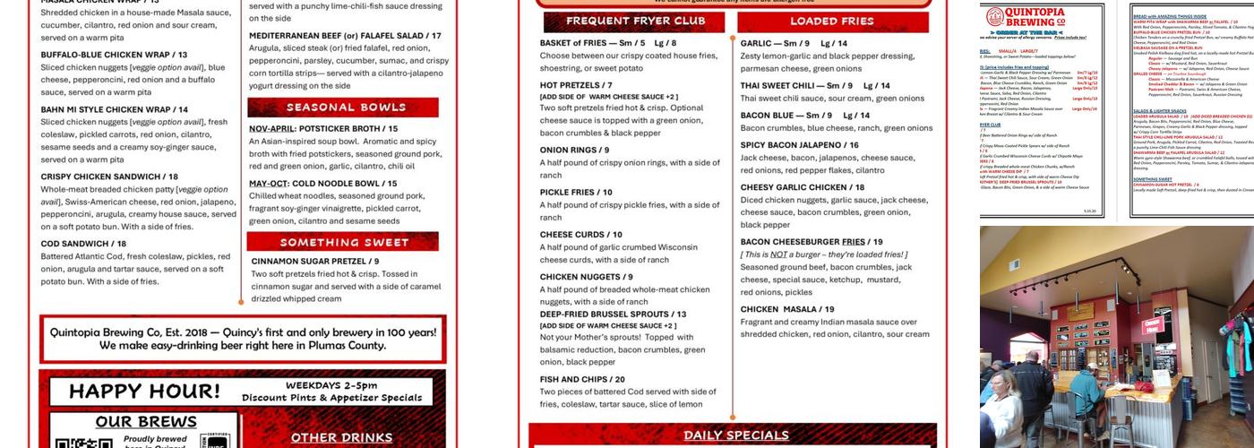 Quintopia Brewing Co Menu