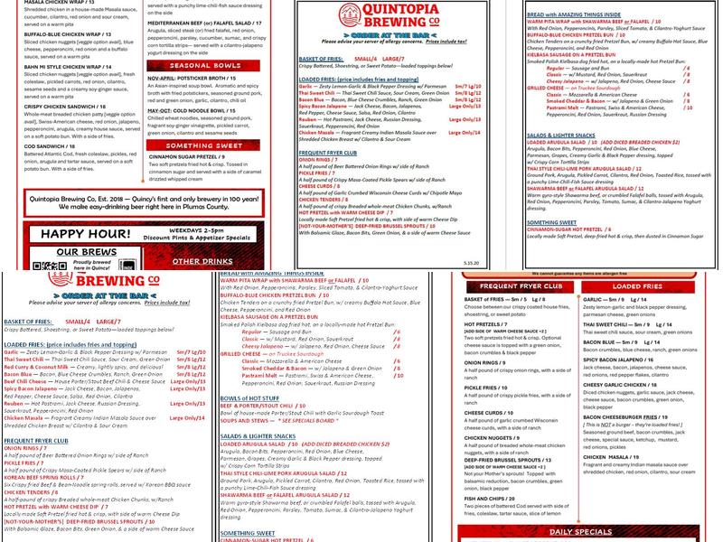 Quintopia Brewing Co Menu