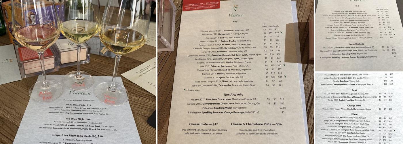 Vinoteca Menu