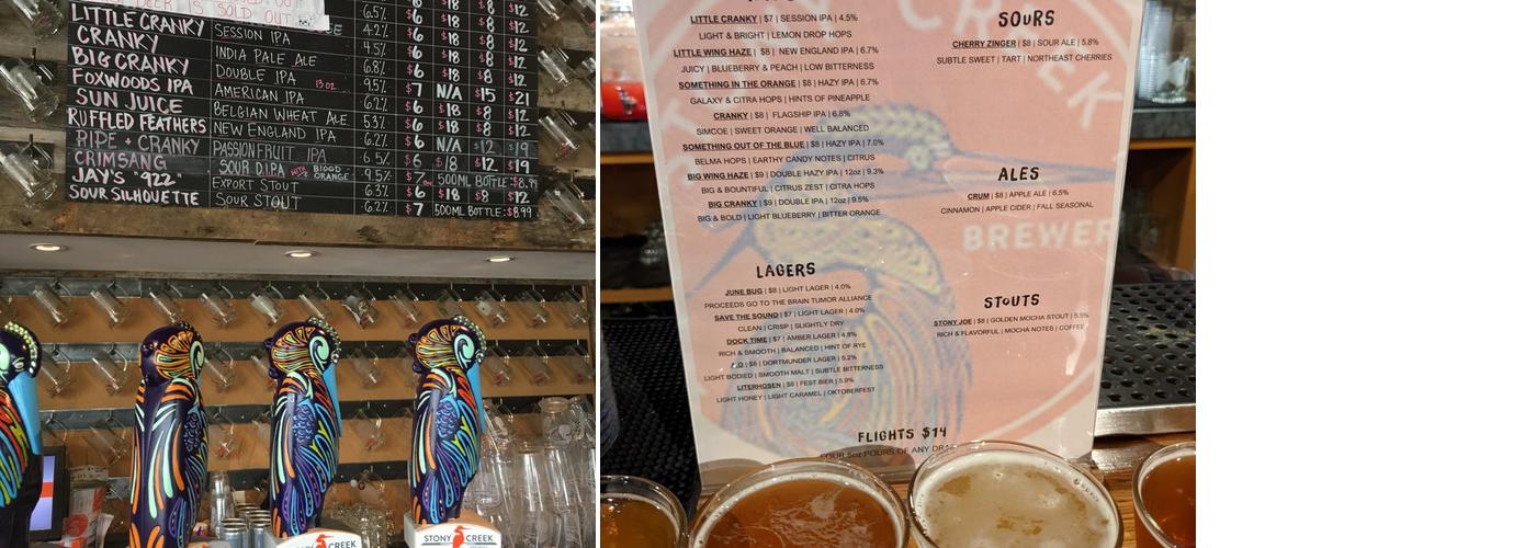 Stony Creek Brewery Menu