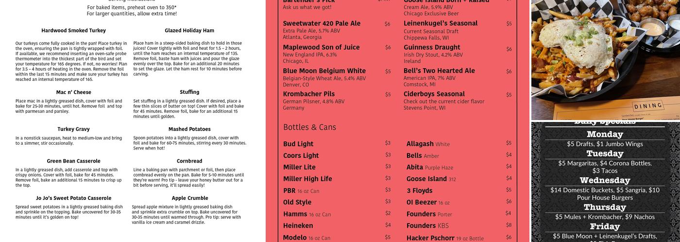 Dunning Pour House Menu