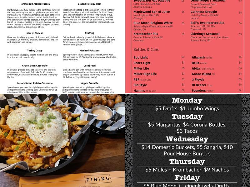 Dunning Pour House Menu