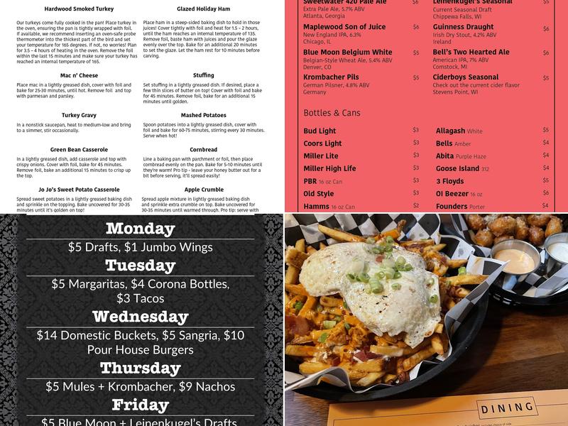 Dunning Pour House Menu