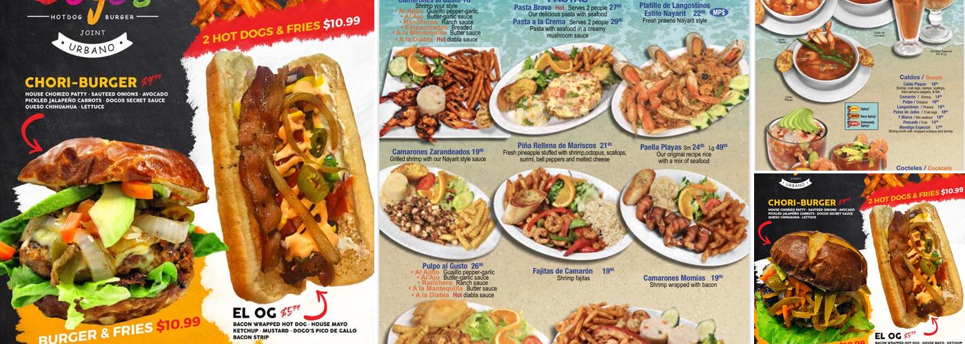 Playas Bar and Grill Menu
