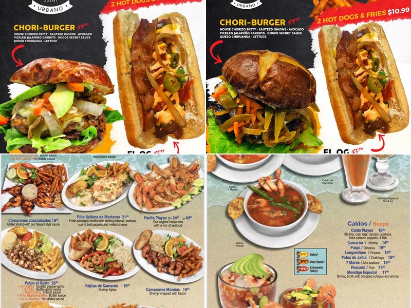 Playas Bar and Grill Menu