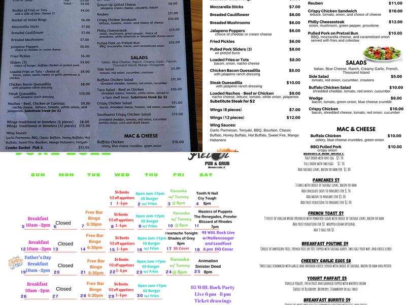 Alibi Pub & Grub Menu