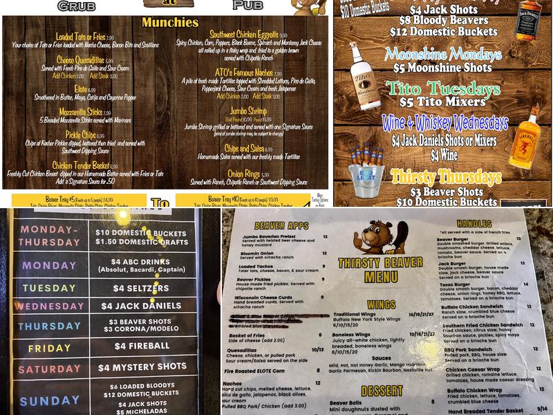 Thirsty Beaver Menu