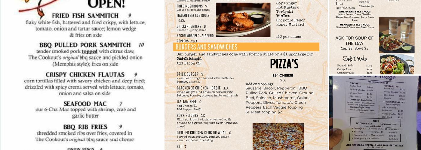 The Brick Tavern Menu