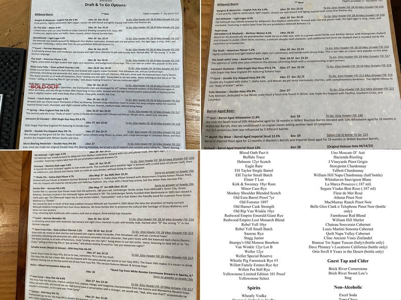 Millpond Brewing Menu