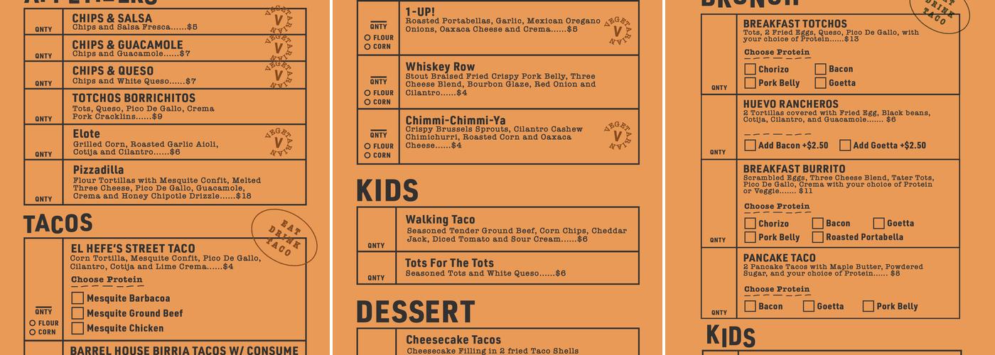 Braxton Barrel House Menu