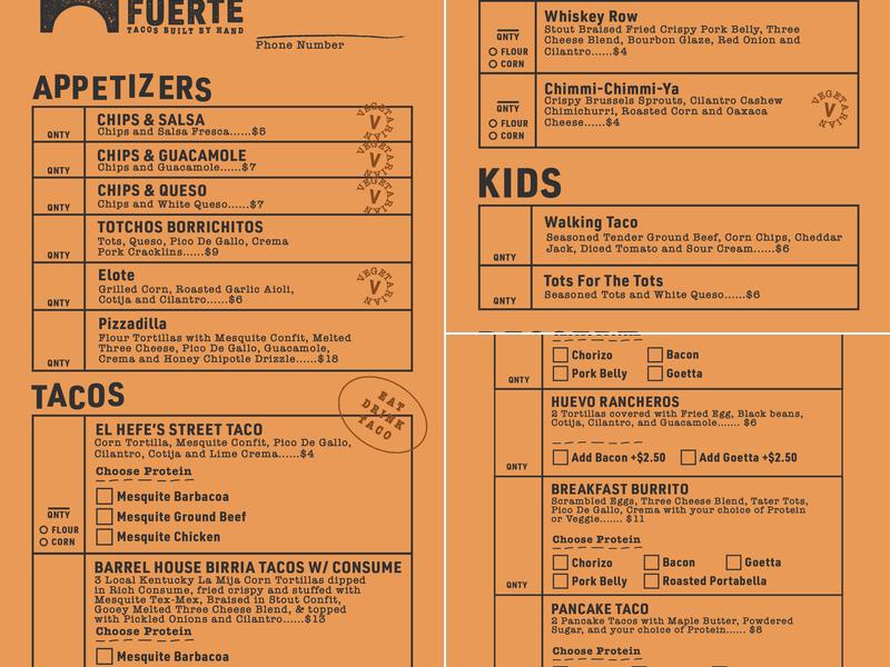 Braxton Barrel House Menu