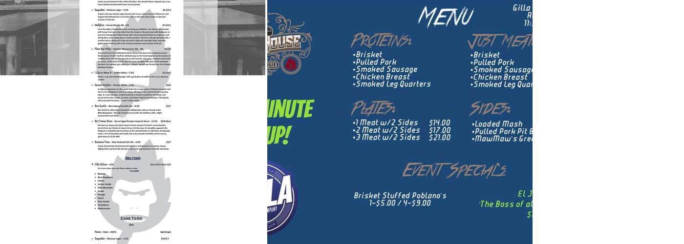 Gilla Brewing Company Menu