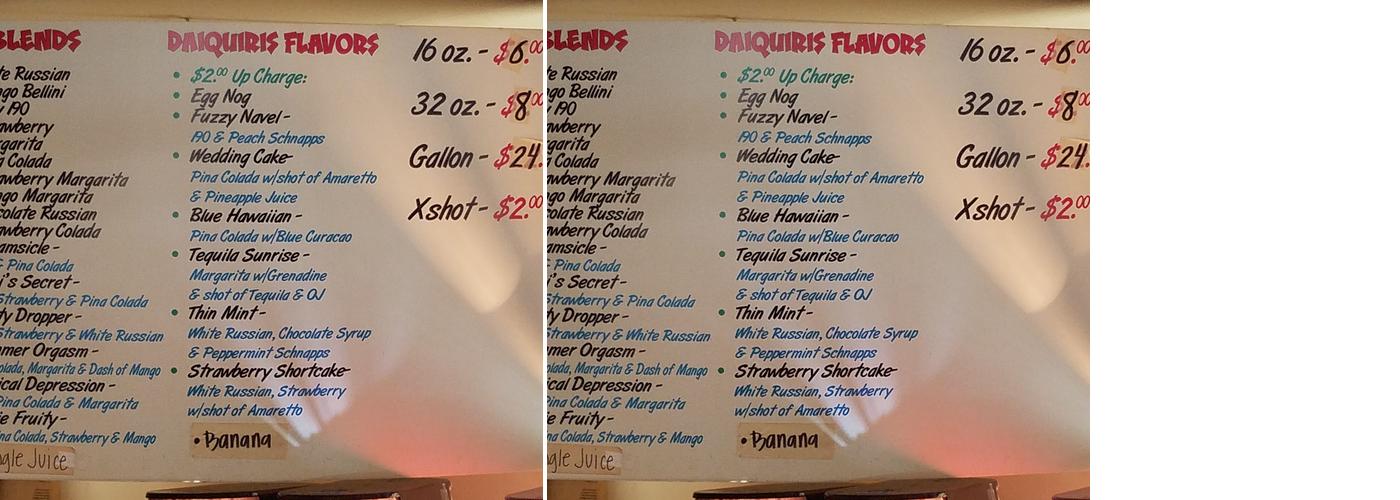 Mandeville Daiquiris Menu