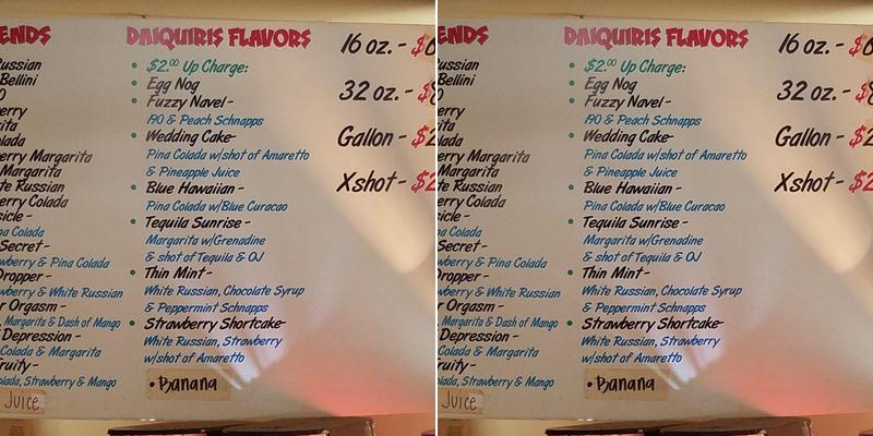 Mandeville Daiquiris Menu