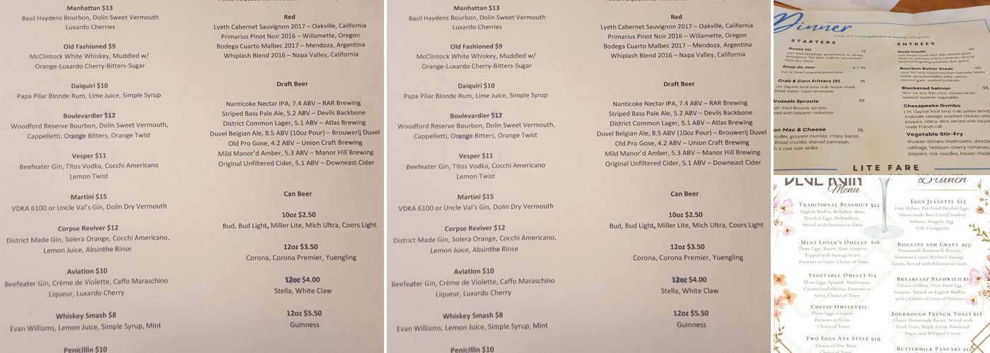 Blue Ruin Menu