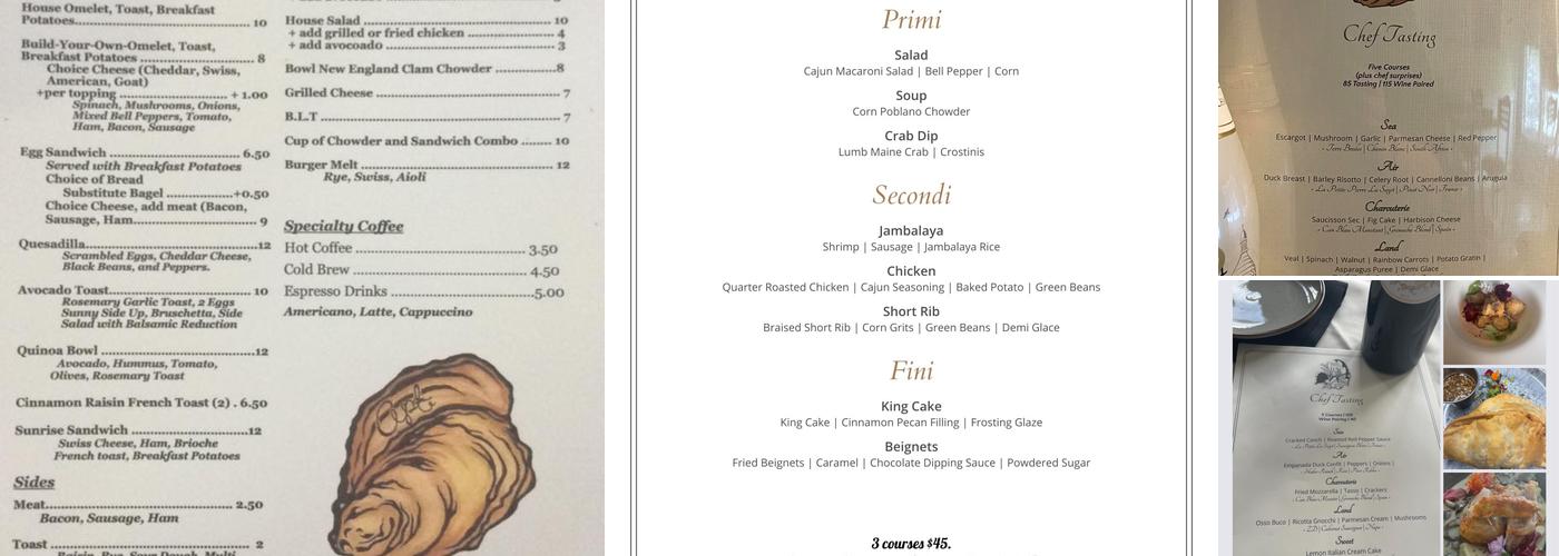 Apt Cape Cod Menu