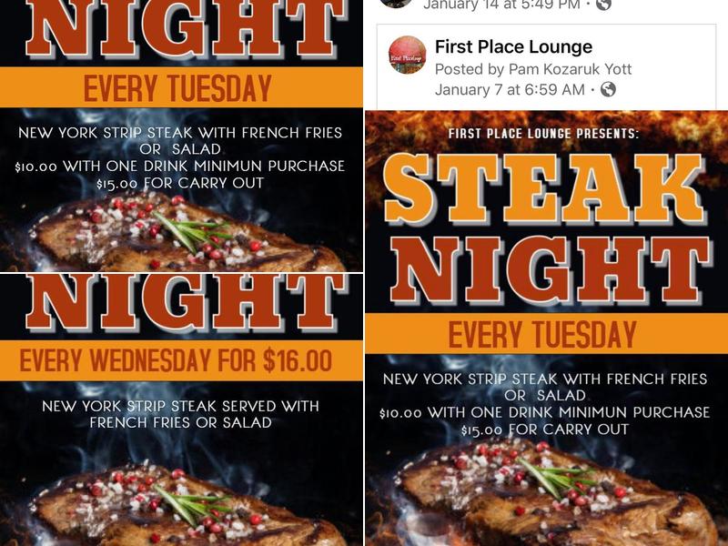 First Place Lounge Menu