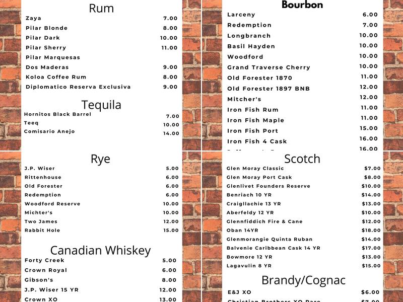 Austin's Cigar Lounge Menu