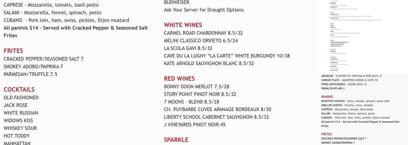 Bar Keough Menu