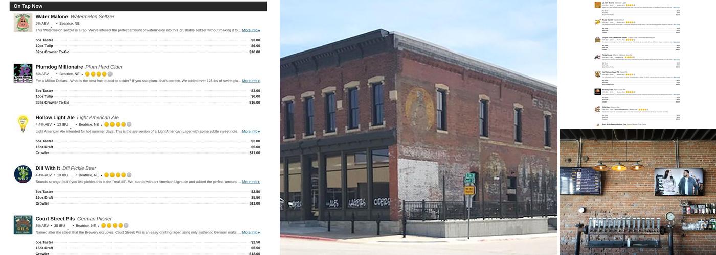 Stone Hollow Brewing Company Menu