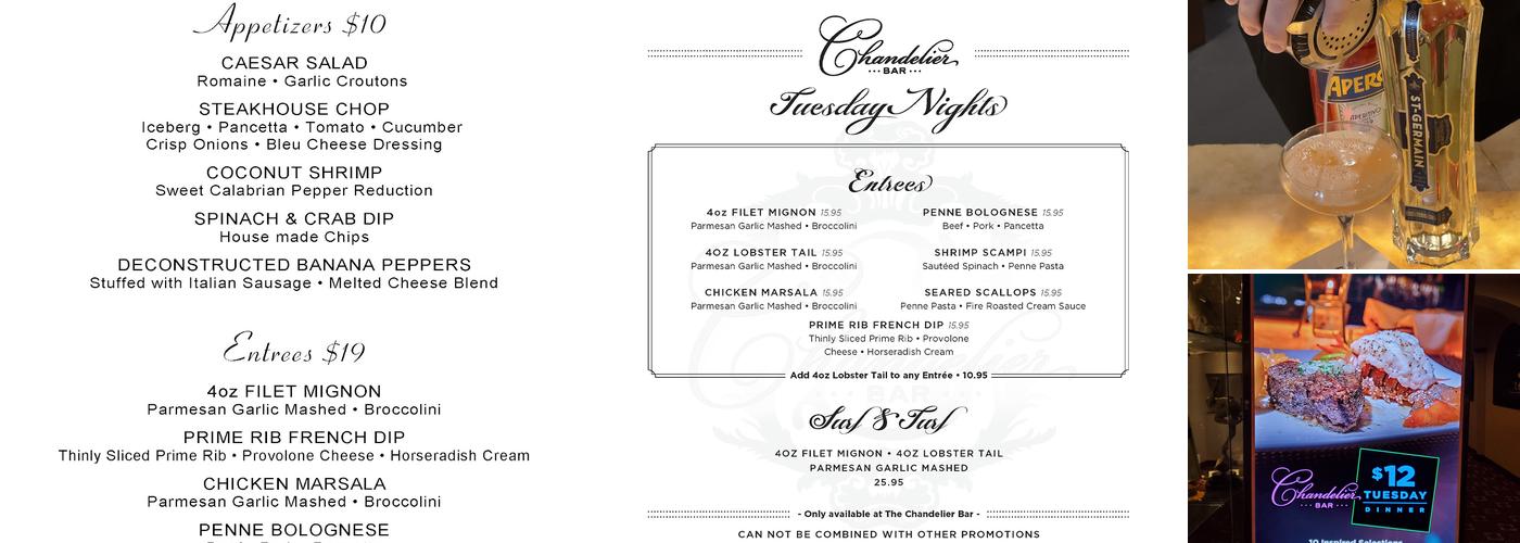 The Chandelier Bar Menu