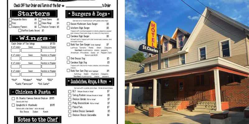 St. Charles Hotel Menu