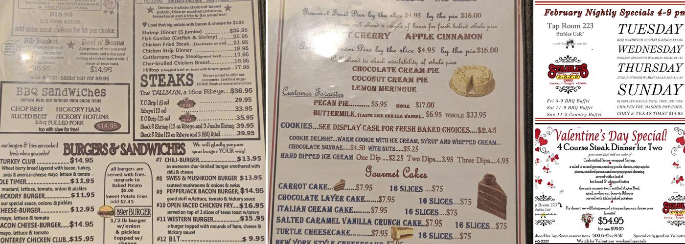 The Tap Room 223 Menu