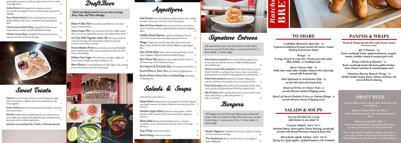 Ratchet Brewery Silverton Menu